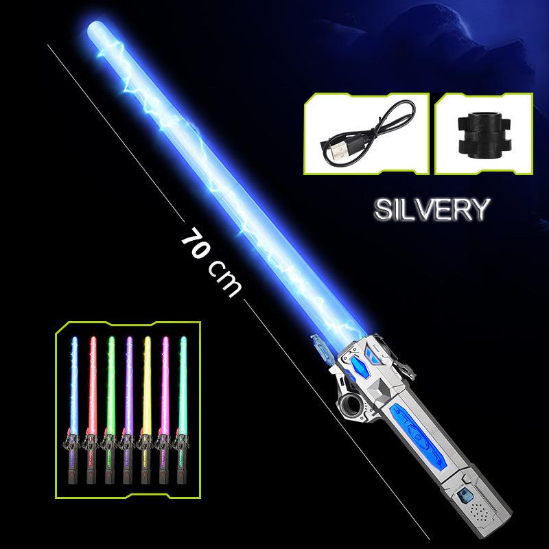 Non-Toxic Children Colorful Glowing Sword Toys Telescopic Music Laser Sword 2-In-1 Rotating Decompression Toy Light Sword Kids Adult Toys