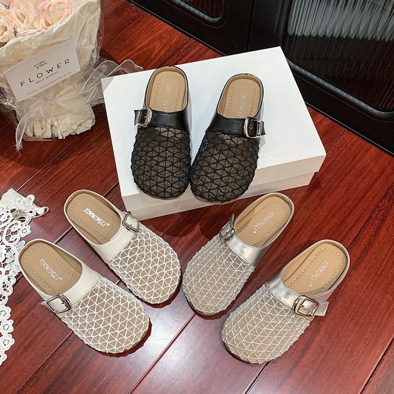 Soft-soled Women's Shoes Are Versatile with One Pedal 2025 Cool Slippers Baotou New Women's Lazy Summer Half Slippers