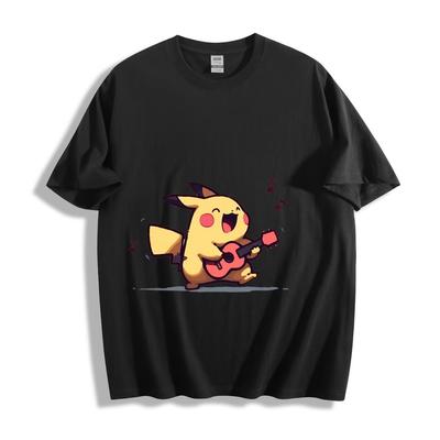 Pokémon Pikachu Melodie T-Shirt - Gitarre Spielen mit Musiknoten Unisex T-Shirt