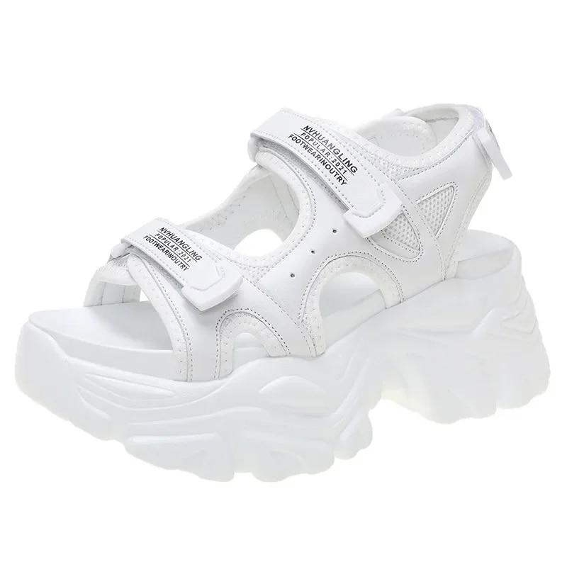 Women Sandals Platform Thick Sole Chunky Shoes Platform Ins Casual Summer Shoes Beige Black Comfortable Fashion Thick Heel Sandals