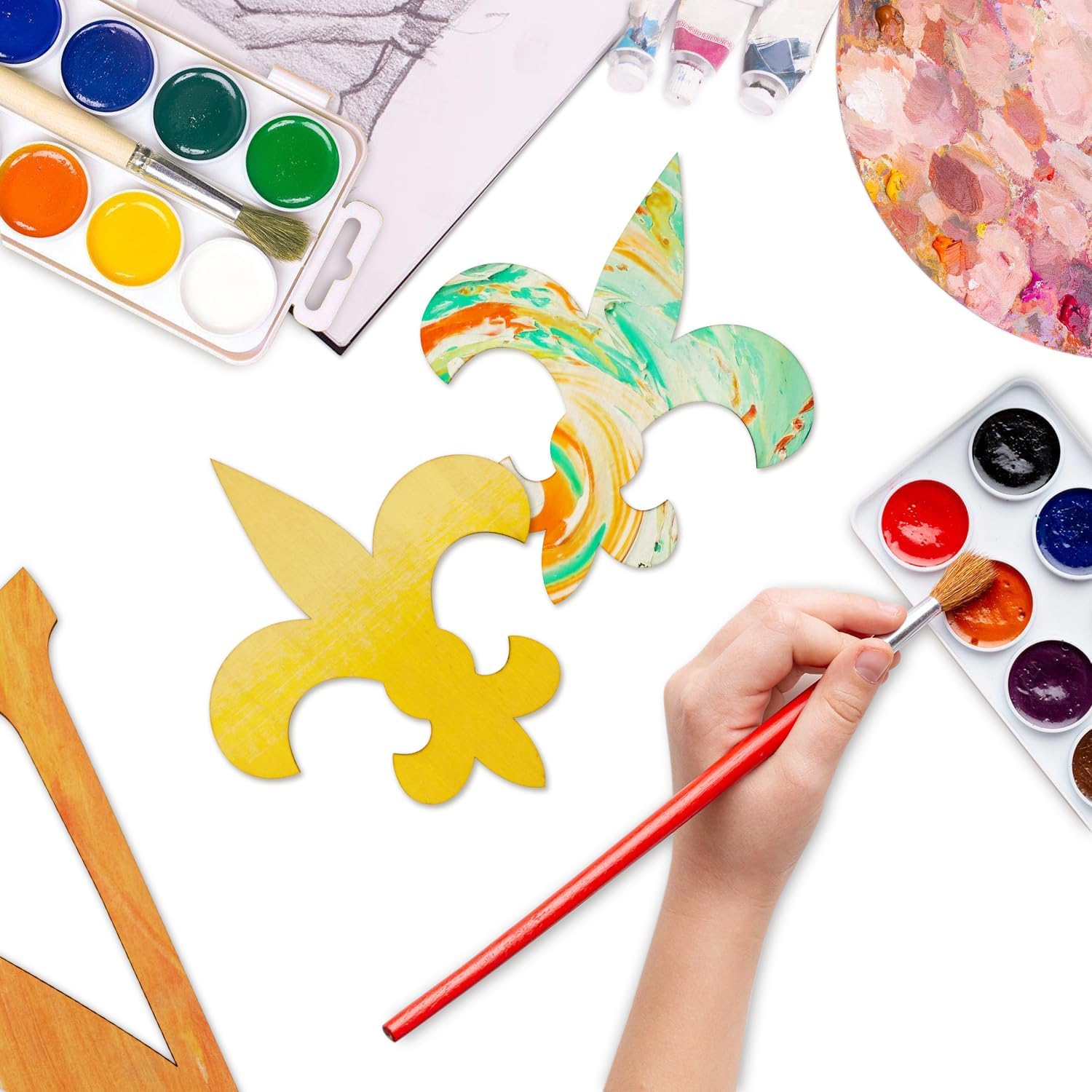 15 Pack 6 Inch Wood Fleur De Lis Cutouts Unfinished Wood Fleur De Lis Crafts Wooden Fleur De Lis Hanging Ornaments DIY Fleur De Lis Craft Gift Tags