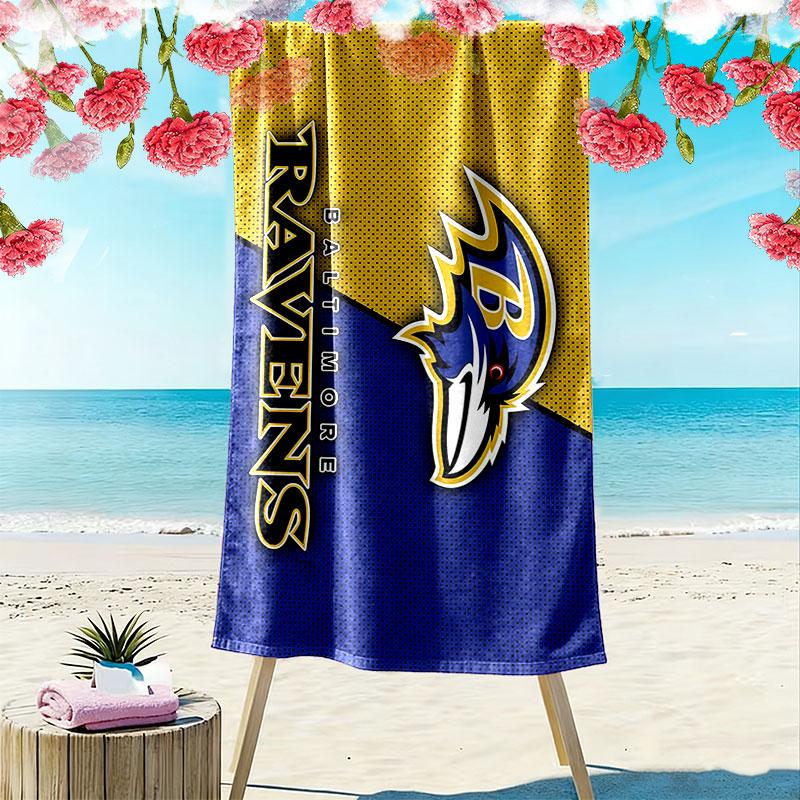 Ravens Print Beach Towel, Large Soft Quick Dry Towel for Beach Camping Swimming