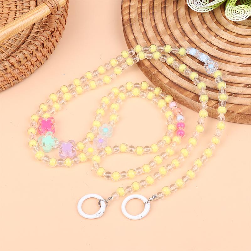 1.2M Crossbody Long Colorful  Beaded Mobile Phone Hanging Chain Mobile Phone Case Lanyard Travel Climbing Rope For Phone