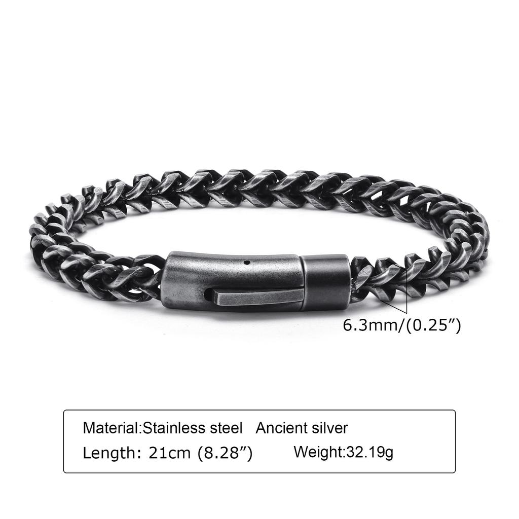 Stylish Stainless Steel Bali Foxtail Chain Bracelet for Men,Double Franco Link Chain Bracelets,Male Jewelry Gift for Dad Son