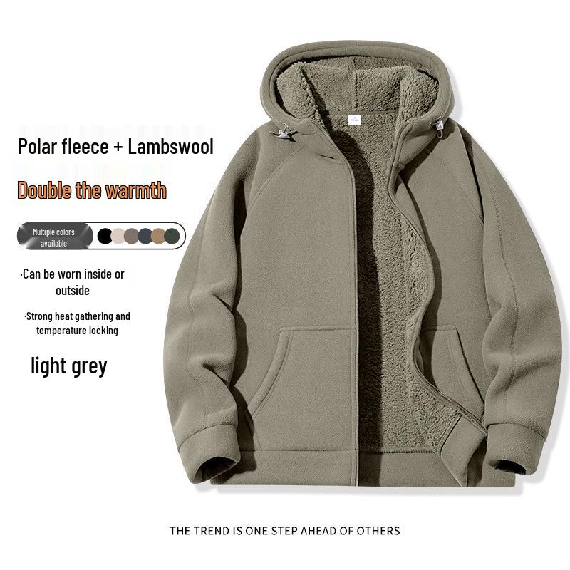 Men's 2026 Plus Velvet Thick 700G Lambswool Hooded Fleece Jacket