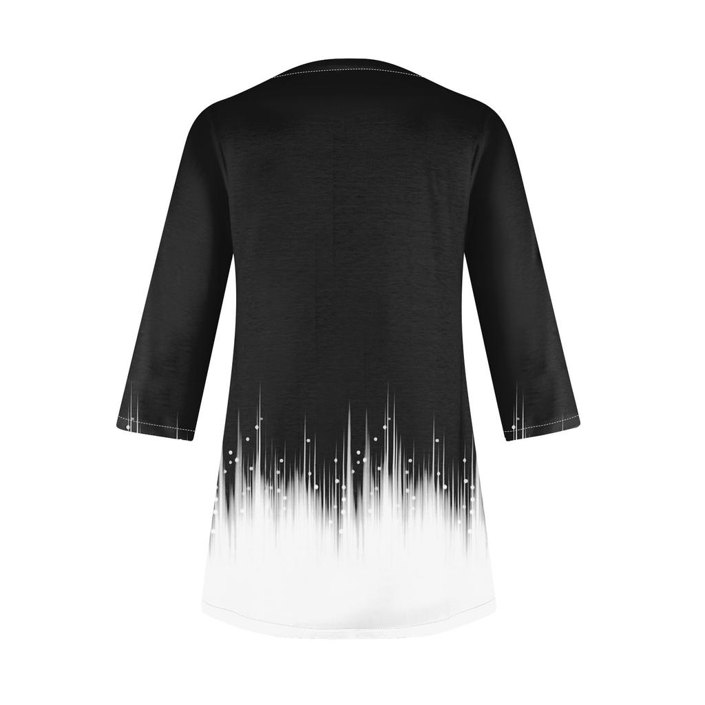 3/4 Sleeve Tops For Women T-Shirt Casual Print Tops T Shirt Round Neck Pullover  Blouse