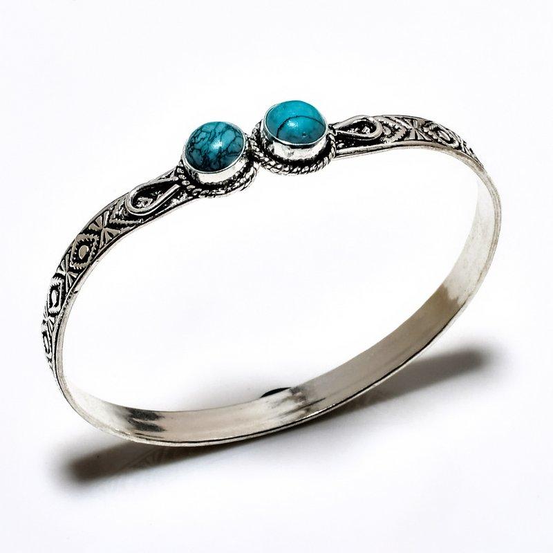 

Ювелирный браслет-манжета Santa Rosa с бирюзовым драгоценным камнем 925 пробы и посеребренным покрытием