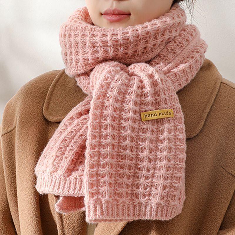 Winter Women's Versatile Korean Style Knitted Wool Red Scarf High-end Christmas Gift Couple Neck Warmer