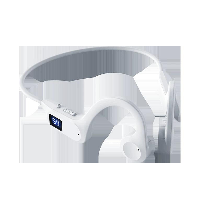 

X7 Bluetooth-гарнитура с воздушной проводимостью: Водонепроницаемый, дизайн с заушным креплением, цифровой дисплей, мощные басы белый