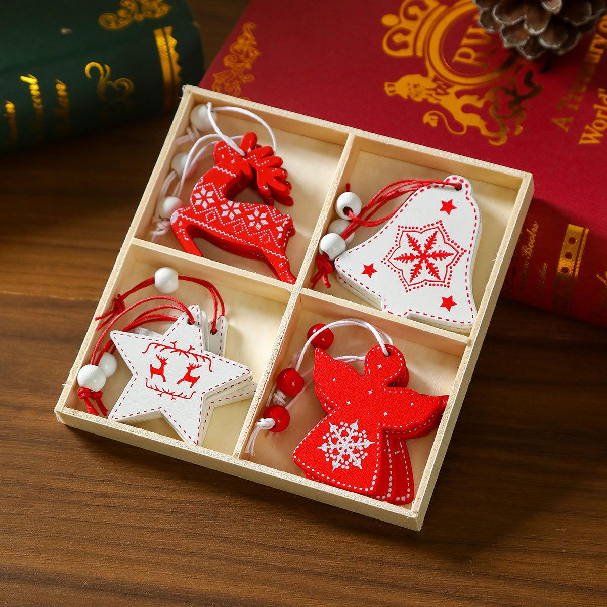 

Wooden Christmas Ornaments Christmas Tree Decorations & Gifts Elegant Wooden Boxed Ornaments Holiday Decorations 12pcs