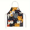 Cute Cat Cartoon Apron Funny Animal Kitchen Cooking Baking Linen Apron For Women Men Gift Baking Lovers Funny Gift Idea