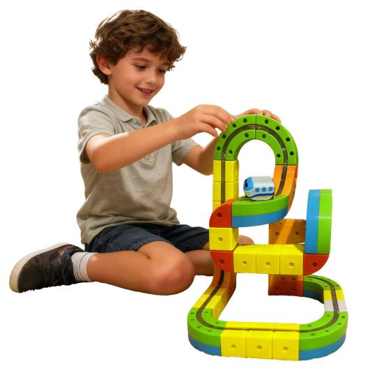 1 Set Magnetic Track Train Toy Kit Kids DIY Rail Building Gravity-Defying Electric Train Toy