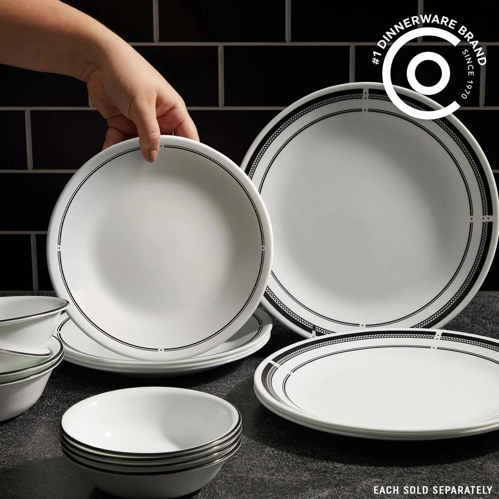 2 Pack 8.5 Inch Salad Plates Vitrelle Glass Durable Stackable Bistro Plates Microwave Dishwasher Safe Outdoor Dining