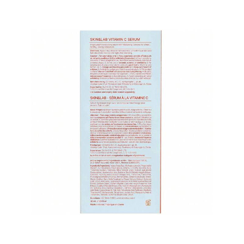 Skin&Lab Vitamin C Serum For Face With Hyaluronic Acid And Niacinamide 30ml | Even Skin Tone Serum