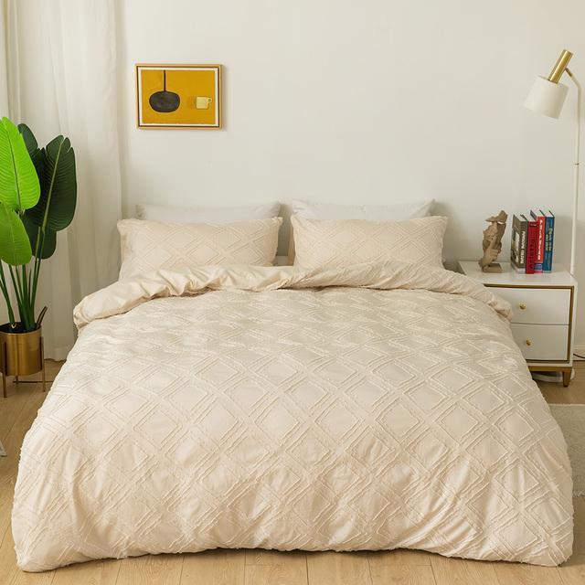 Duvet Cover Set Fashionable Pleated Bedding Set Brushed Microfiber Fabric Duvet Cover And Sham Set
