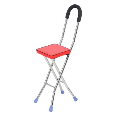 Edelstahl Klapp Krücke Hocker Spazierstock Vier Beine Spazierstock Stuhl
