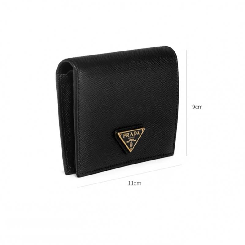Prada Saffiano Dreieck Logo Kleines Portemonnaie 2 Fächer 1mv204 Qhh F0002