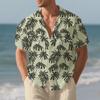 Men's Beach Short-Sleeved Shirt Coconut Tree Print Loose-Fit Holiday Shirt Men's