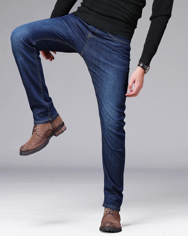 Soinnga Men's Skinny Jeans, Stretch Straight Denim Pants, Long Pants, Casual, All Season, Slim Fit, Blue, Size 32