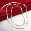 Men's Silver Figaro Chain Necklace Polished Smooth Brims For Comfort Adjustable Lengths 16 18 20 22 24 Inch