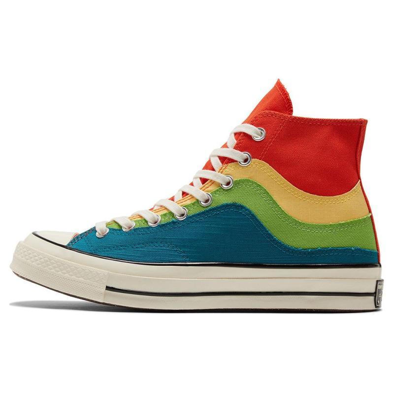 Converse 1970s Chuck Taylor All Star Rainbow Candy Vintage High Top Espadrilles Unisex Red, White and Blue