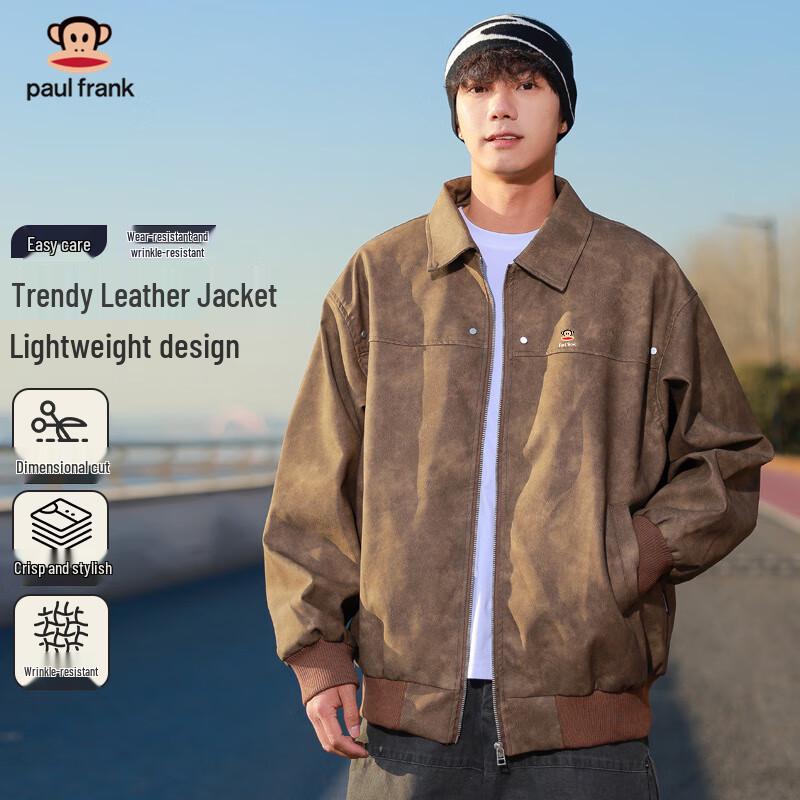 

Paul Frank Men s 2025 Autumn Faux Leather Lapel Jacket 3XL