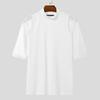 INCERUN Men's Sexy Short Sleeve Turtleneck Slim Fit See Through Mesh T-Shirt Muscle Tops Party Clubwear