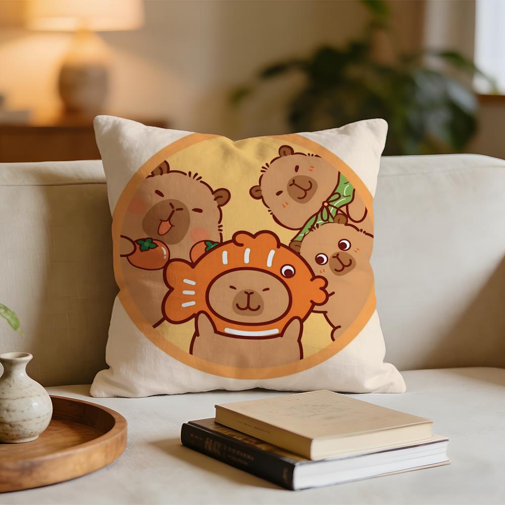 Милая Мультяшная Капибара G Наволочка Короткая плюшевая наволочка для кровати дивана стирающаяся 30x30cm