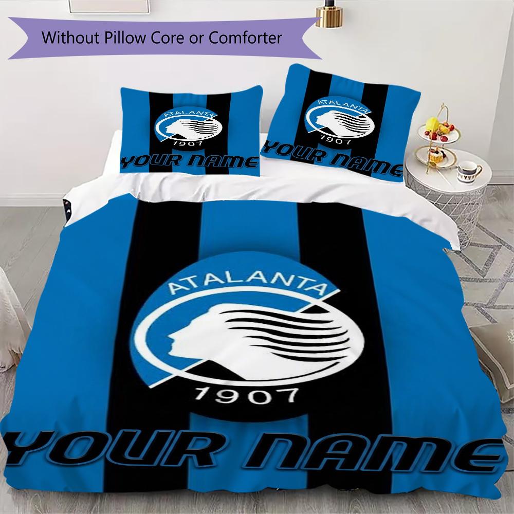 Set Copripiumino con Nome Personalizzato Modello Atalanta BC Federa Decorazione per la Casa Regalo di Compleanno (1* copripiumino+2*federe senza imbottitura)