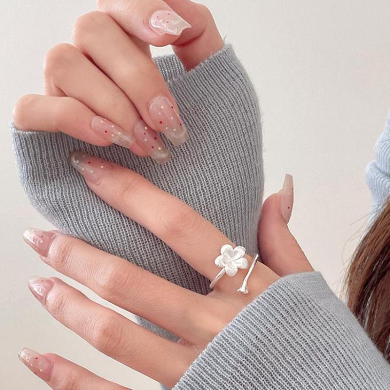Fashion Elegant Flower Open Ring Adjustable Vintage Floral Finger Rings Minimalist Jewelry For Women Daily Party Wear