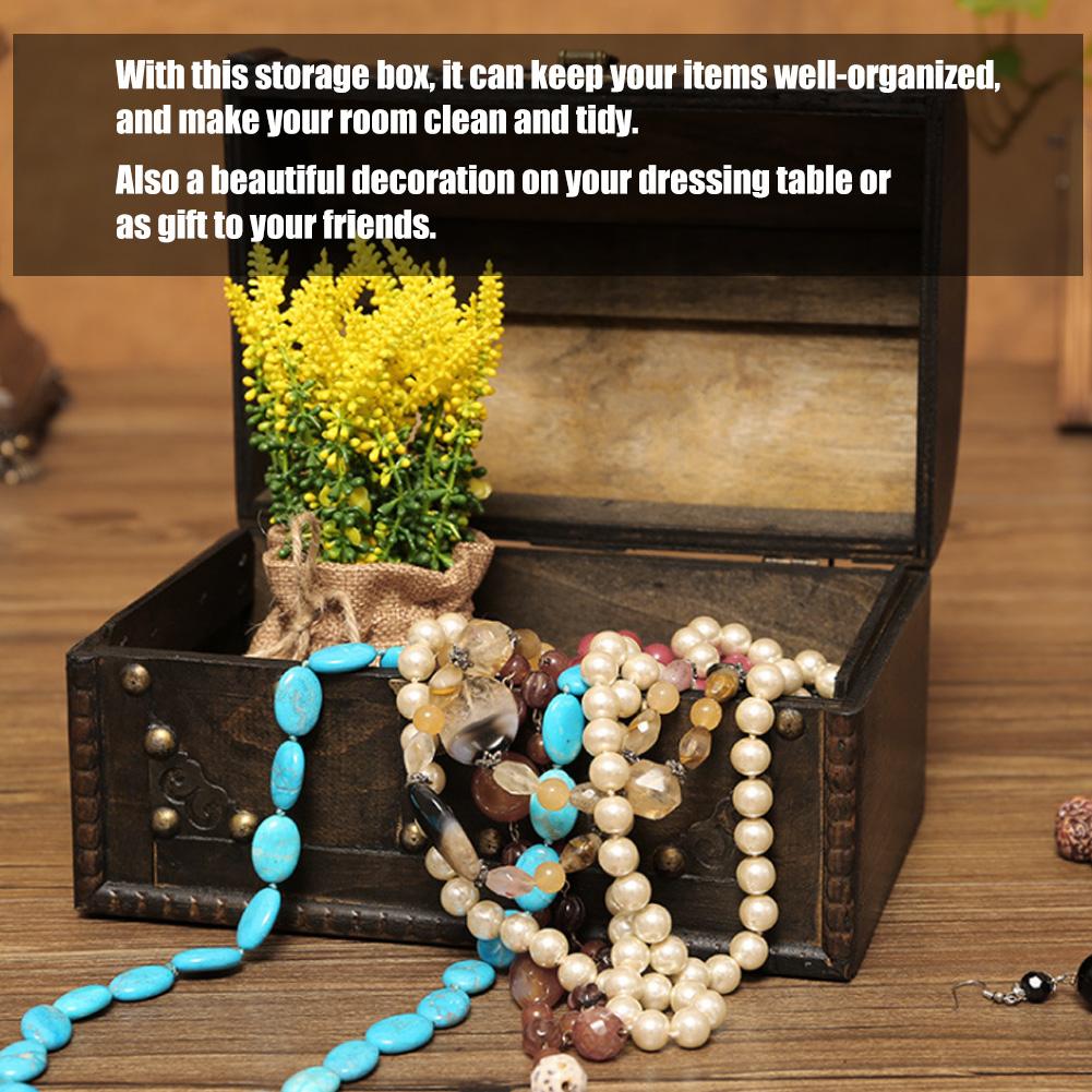 Handcrafted Wooden Vintage Jewelry Holder Storage Box Props with Coded Lock