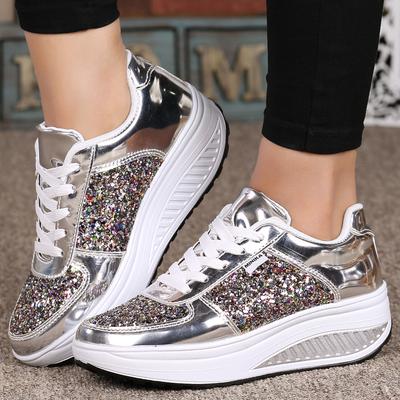 Women's Casual Sneakers Sequins Glitter Fashion Running Shoes Office Casual Thick Bottom Sneakers
