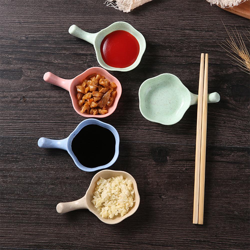 Wheat straw tableware plate with Handle Flower shape Small plate Sauce Vinegar Seasoning Bowl Sauce Snack/Sauce/Vinegar Plate