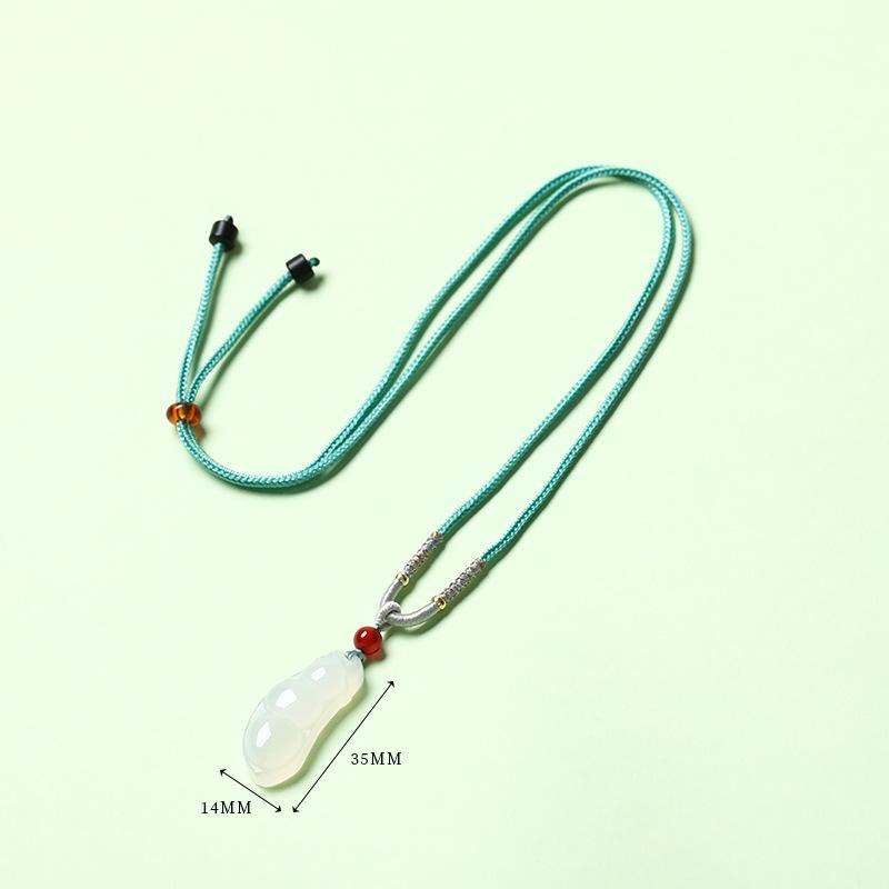 Natural White Agate Pendant Necklace: Chinese Hanfu Style Fortune & Wealth Accessory