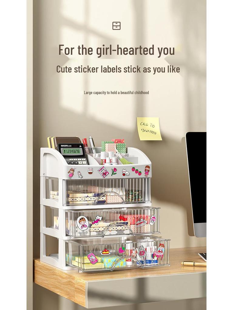 High-End Cosmetic Storage Box: Large-Capacity Organizer for Lipsticks, Eyebrow Pencils, and Skincare Products. Perfect for Desktop Dressing Tables.