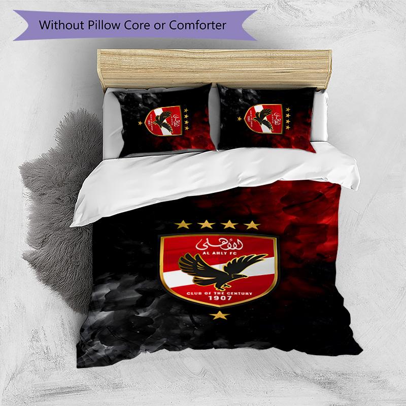3pcs Al Ahly FC Design Cover Set - HD Printed Bedding with 1 Cover and 2 Pillowcases - Perfect for Home and Dorm Decor