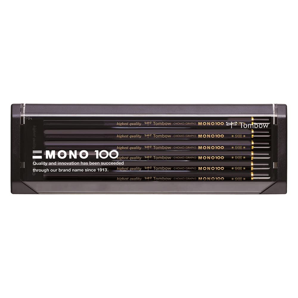 

Tombow Premium 9H MONO 100 Структура с для черчения и 1 карандашами, (Высокоплотные ультрадисперсные частицы), Рисунок, Дюжина, MONO-1009H