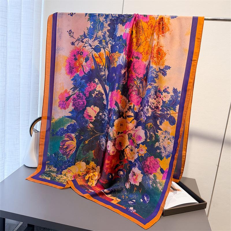 Écharpes Vertes Bufandas Foulard en Soie Femme Châle Mode Hijab Élégant Femmes Luxe Foulard Écharpe Châles de Plage Bandana