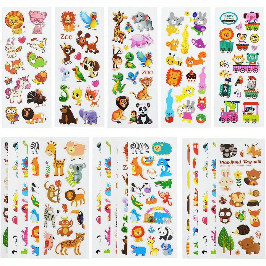 12 Sheets Wild Animal 3D Bubble Stickers Vibrant Cartoon Deer Lion Gorilla Tiger Monkey Decals for Laptop Water Bottle JXB