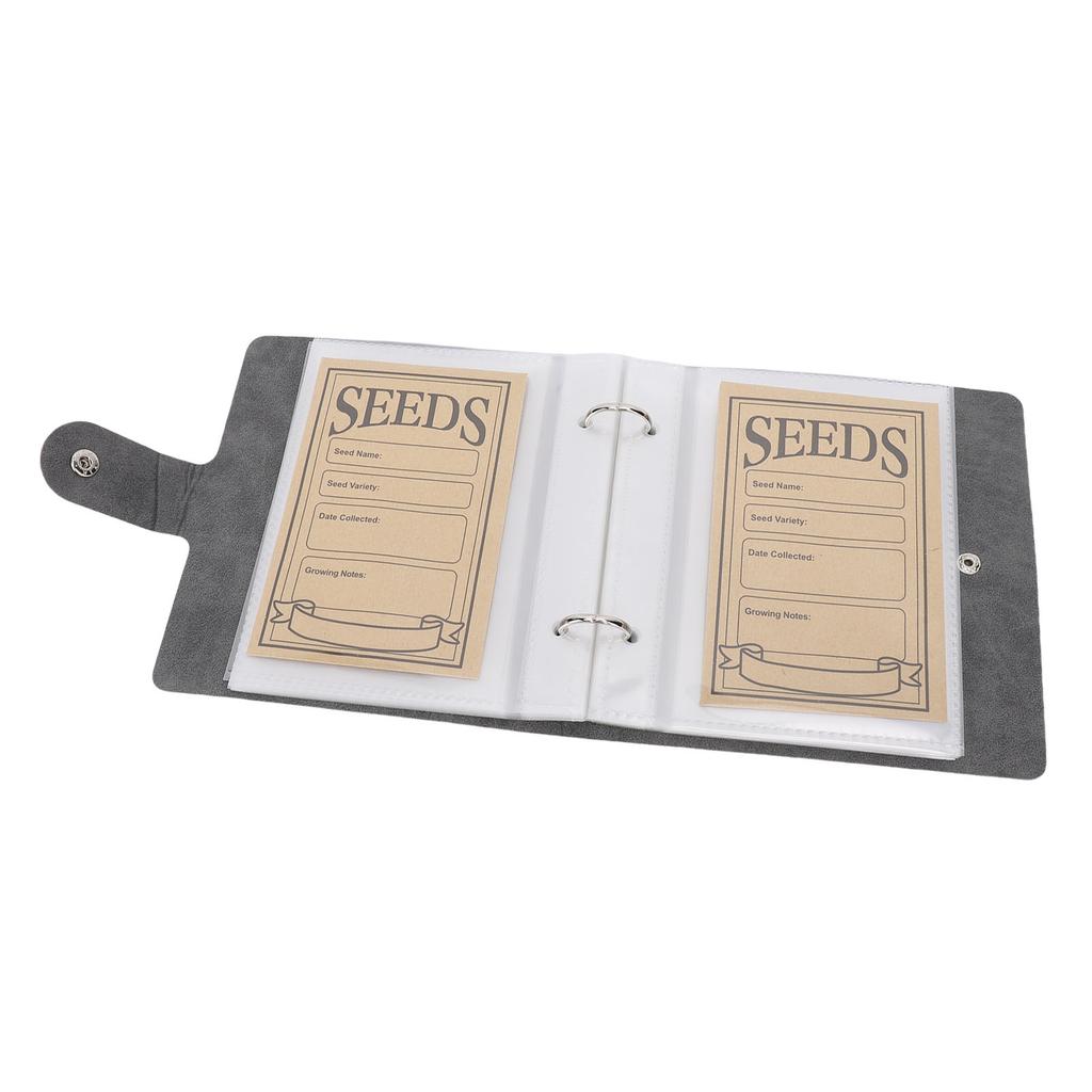 Plant Sample Organizer PU Leather Book and 50 Resealable Kraft Paper Envelopes for Vegetable Flower 
