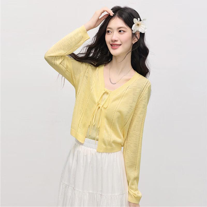 sllsky Women s Bright Dopamine Style Ice Silk Knit Sun Protection Cardigan L