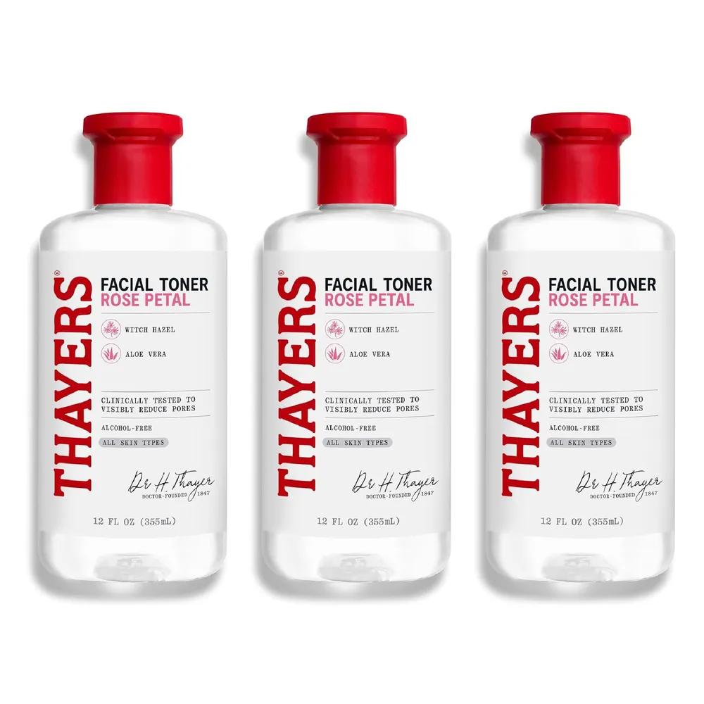 THAYERS Alcohol-Free Rose Petal WITCH HAZEL Facial Toner 355ml x 3 Large Size