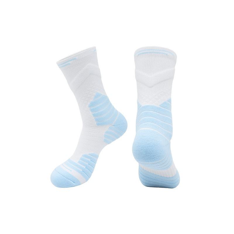 Summer Elite Men's Anti-slip Mid-calf Sports Socks: Durable, Thick, Towel Bottom, Perfect for Basketball & Cycling.
