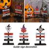 Skeletons Pumpkins Halloween Wooden Signpost Plaque Table Ornament Party Decor