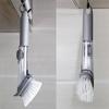 2 In 1 Kitchen Cleaning Brush Long Handle Pot Dish Sponge Dishwashing Scrubber Liquid Soap Dispenser Removable Cleaner Wash Wipe