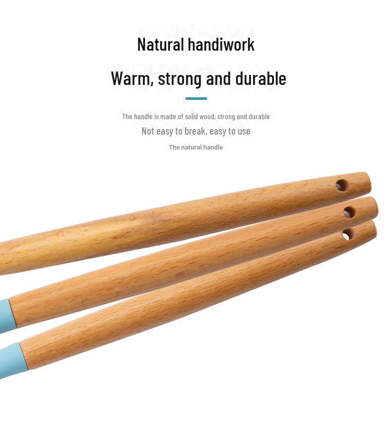 12-Piece Colorful Silicone Kitchenware Set with Wooden Handles – Includes Spoons and Spatulas