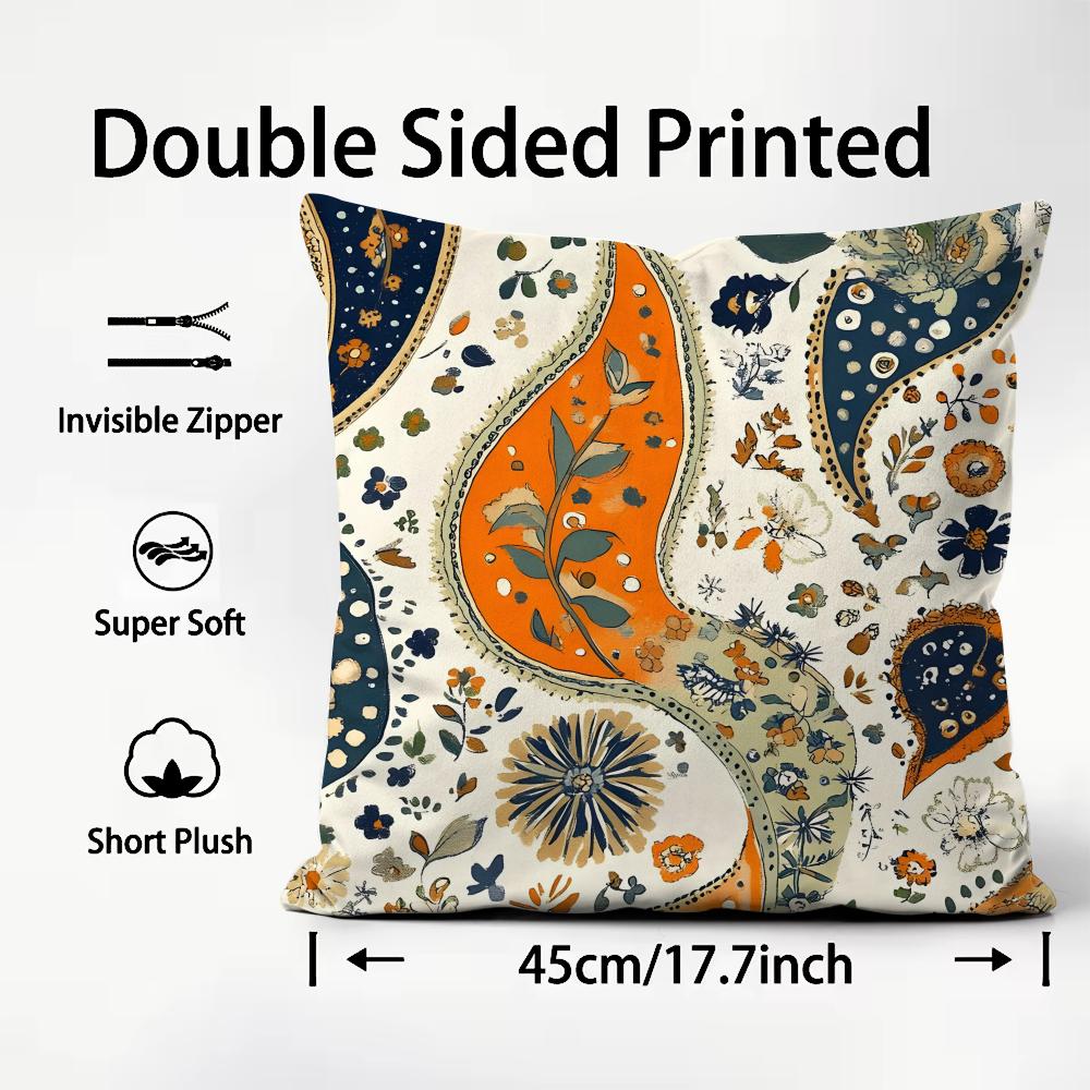 Bohemian Style Classical Cushion Cover Plush Fabric Soft Double-Sided Printed Sofa Warm Winter Home Child Gift Pillow Case