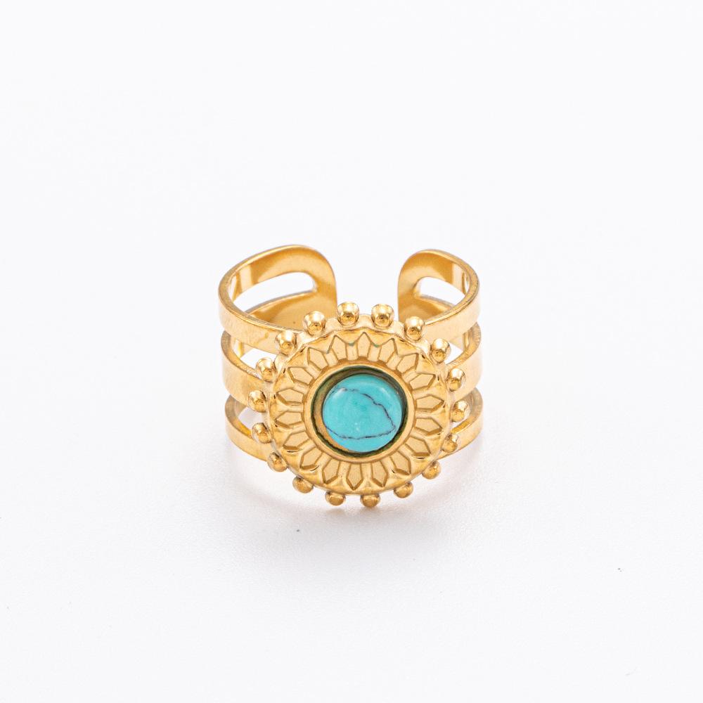 Edelstahlschmuck Pfauengrün Titanstahl mit Jadering Edelstahl Senior Sinn für Luxus Licht Farbverlust Sommer Weiblich