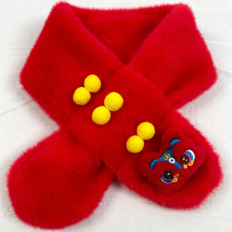 2025 Children's Cute Cartoon Plush Scarf - Winter & New Year Imitation Rabbit Fur Neck Warmer