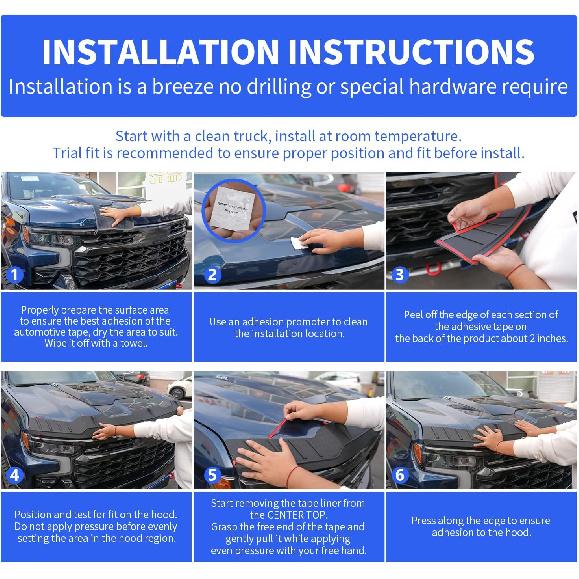 Xipoo Hood Deflector Compatible With 2015- Ford F150 Hood Protector Shield Replacement For 2015- Ford F-150 Accessories